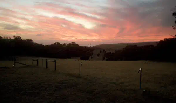 Sunset over some low hills
